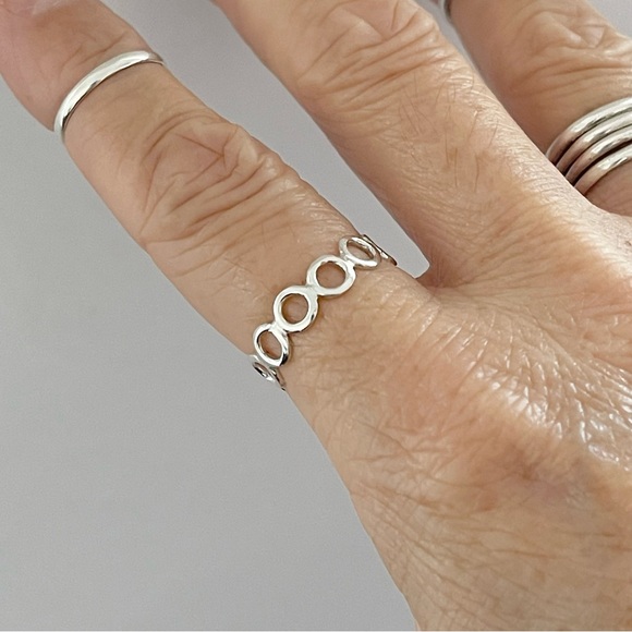 Sterling Silver Thin Small Eternity Open Circle Band, Halo Ring, Silver Rings - Picture 10 of 12
